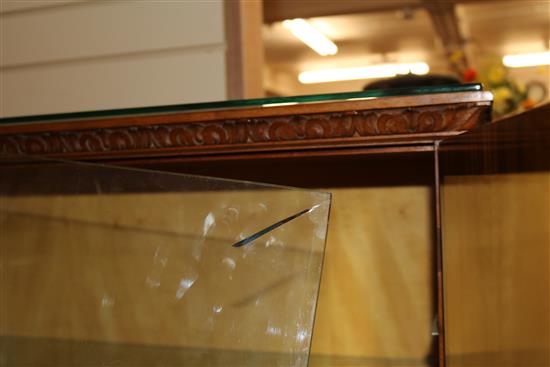 A walnut and gilt cocktail cabinet on stand W.100cm